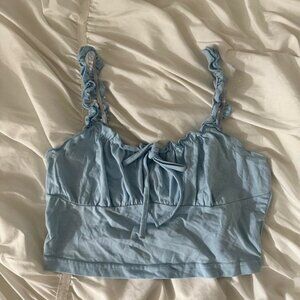 Sky Blue Ruffled Crop Top